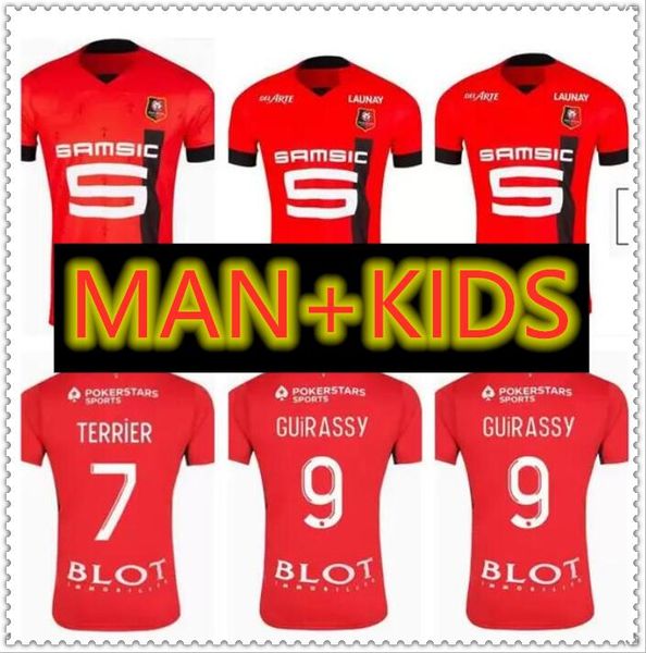 

men kids kit 22 23 stade rennais soccer jerseys guirassy kitterrier 2022 2023 maillots rennes niang camavinga bourigeaud doku nzonzi footbal, Black;yellow