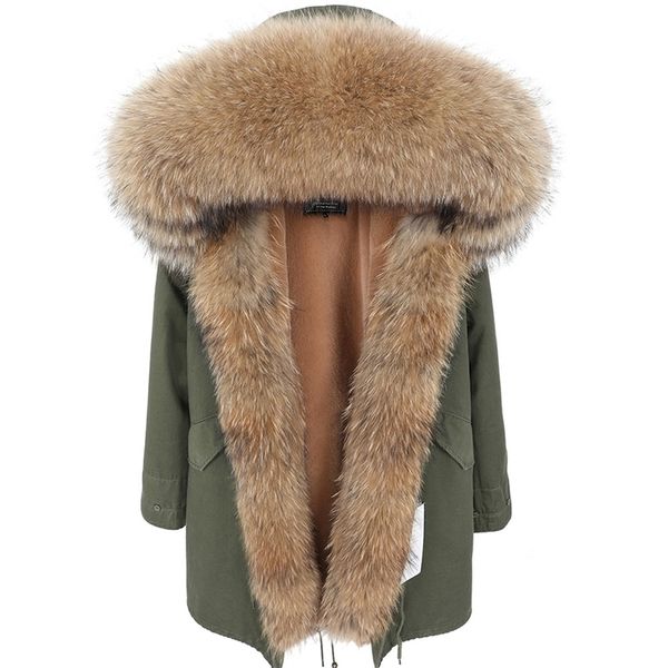 

maomaokong real raccoon fur winter womens clothing thick warm coat womens jacket parkas womens jacket woman 201210, Black