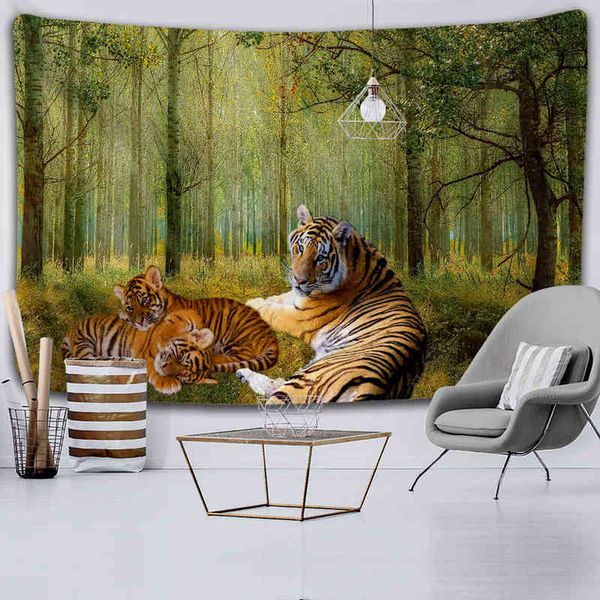 Sepyue Waldtier Weißer Tiger Böhmischer Teppich Wandbehang Wandteppiche Abdeckung Strandtuch Yoga-Matte Heimdekoration Kunst J220804