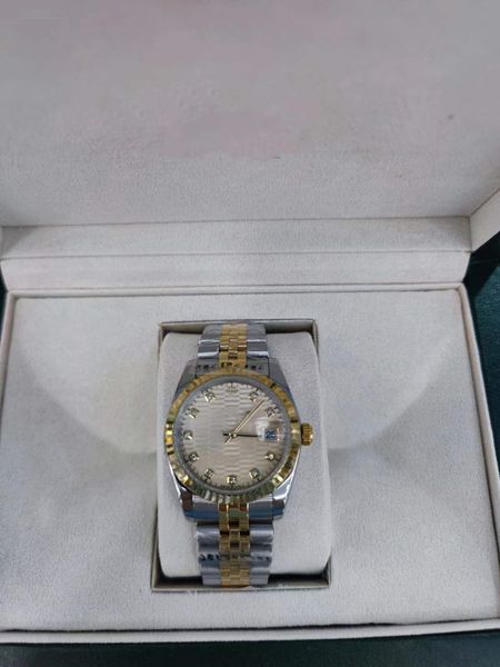 

with original box luxury watches 41mm mens 18k yellow gold dial bigger diamond automatic fashion brand men's watch wristwatch 2813, Slivery;brown