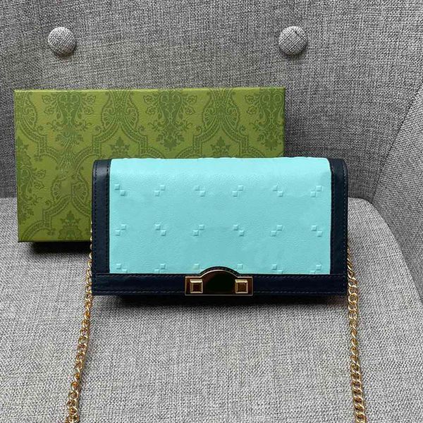 

chain crossbody shoulder bag zipper wallets women hand bags buckle genuine leather embossed letter gold metal inside banknote clip credit ca