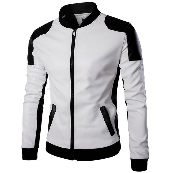 Top Qualität Mode Männer Weiße Lederjacken Und Mäntel Pu Match Farbe Mantel M5XL AYG94 220816