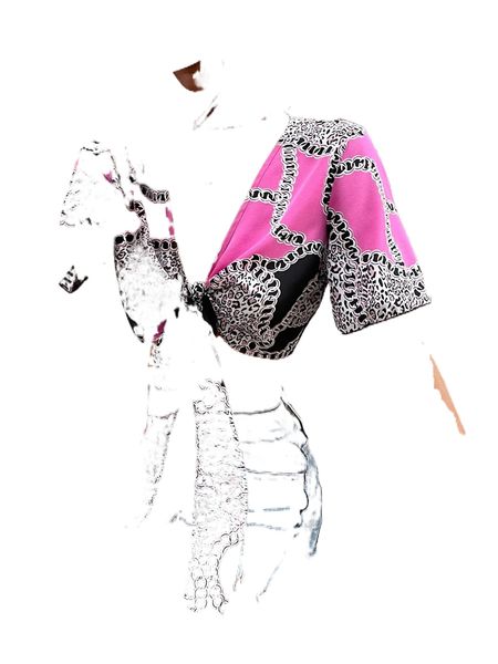 

chain print tie front crop h8zb#, White