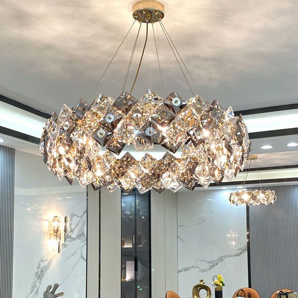 Luz moderna Luxo Cristal Chandelier Atmosfera High-end sala de estar sala de jantar cozinha nova iluminação LED pingente luz