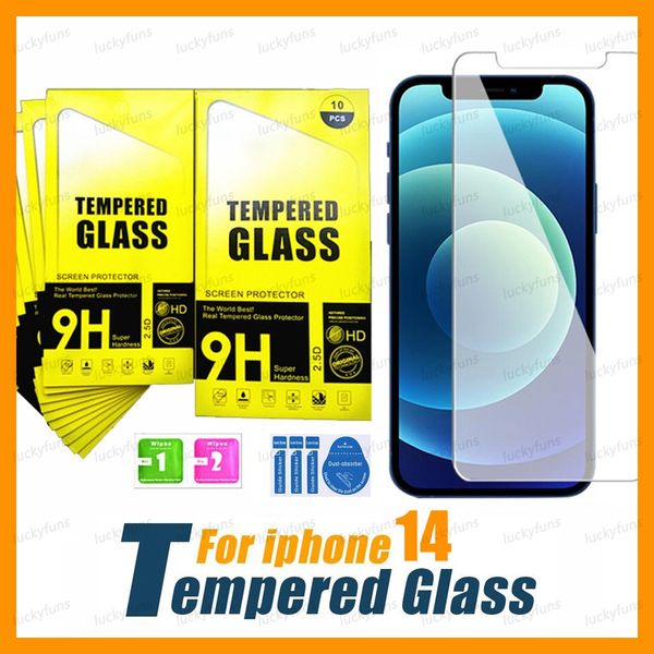 Protetor de tela de vidro temperado 0,33mm 2,5d para iPhone 14 13 12 mini 11 Pro Max XR XS 6 7 8 Plus Anti-Scratch Front com pacote de varejo