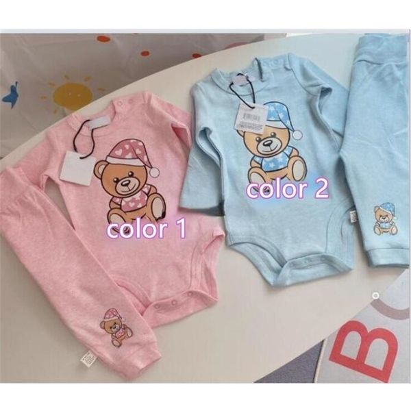 

baby kids boutique spring &fall cotton cartoon long sleeve sets pants 0-2t 220507, White