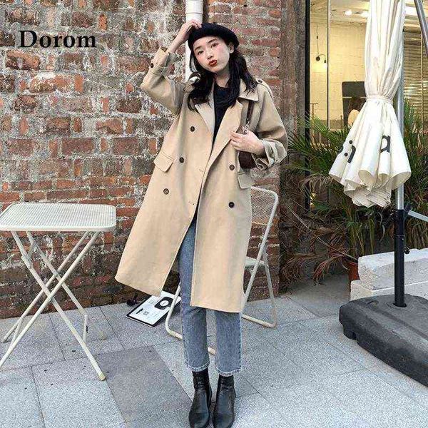 

women's trench coats elegant chic women coat casual long outerwear loose overcoat autumn winter fashion double-breasted windbreaker t22, Tan;black