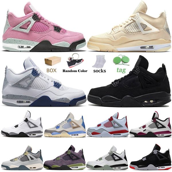 

2022 high 4 jumpman basketball shoes for mens womens 4s iv blue thunder bredxsb midnight navy seafoam white military black cat pink