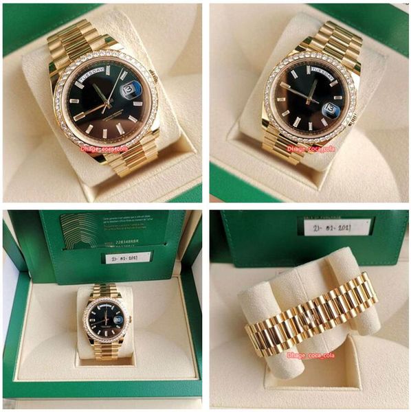 

new version watch 18k rose gold diamond bezel 40mm dial automatic fashion men's watch wristwatch, Slivery;brown