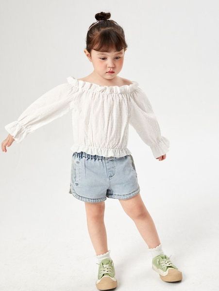 

toddler girls swiss dot ruffle blouse she, White;black