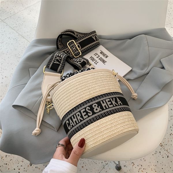 

leisure straw women's fashion trend single woven messenger 45% off sell online