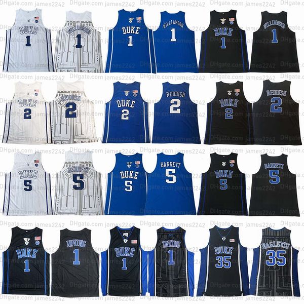 

men's 1 zion williamson college basketball jersey 2 cam reddish 5 rj barrett 35 marvin bagley irving jerseys stitched white blue black