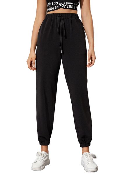 

knot waist solid joggers u7um#, Black;white