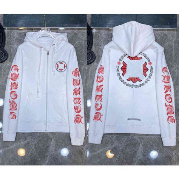

luxury designer sweatshirts fashion hoodies ch classic mens zipper hooded sweater cross flower pullover sanskrit pattern casual coat women, Black