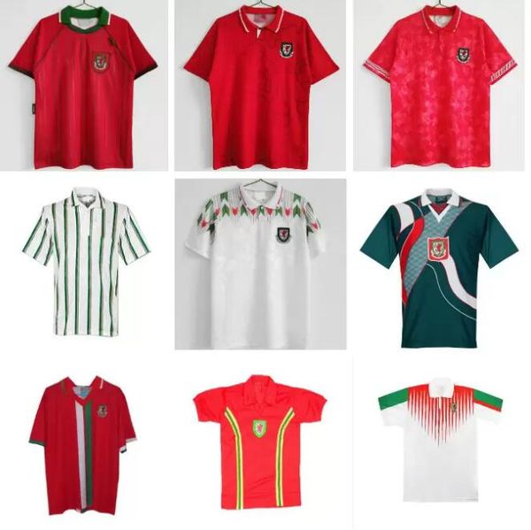 

1994 wales retro melville soccer jersey 1995 1996 rush giggs hughes saunders boden speed vintage classic home away football shirts thailand, Black;yellow