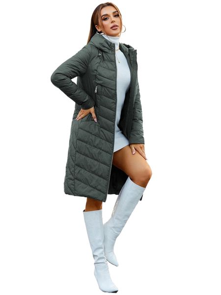 

miegofce zip up hooded quilted coat m0er#, Black