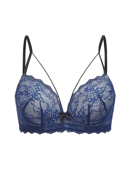 

plus lace bow front underwire bra k5iu#, Black;white