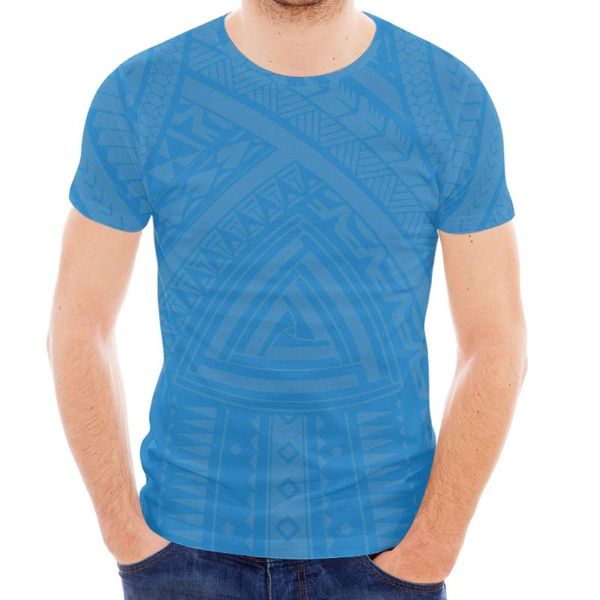 Herren T-Shirts Print On Demand Sommer Kurzarm Strand T-Shirt Tribal Geometrisch Tattoo Junge Rundhalsausschnitt Blau Fitnessstudio für Männer