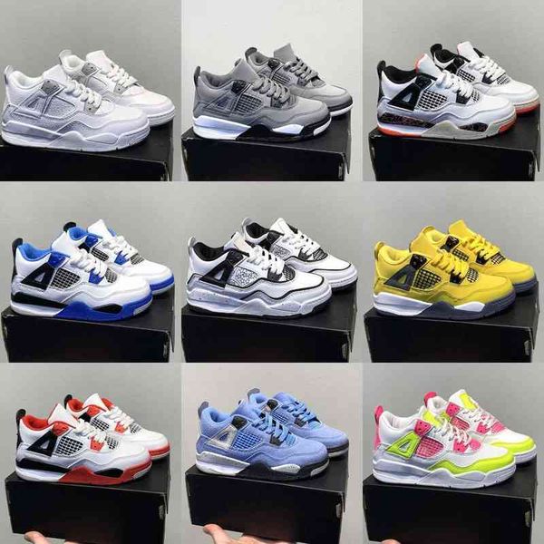

kids toddler mid 4 4s basketball shoes infants preschool jumpman iv sports sneakers trainers white oreo back cat university blue mocha