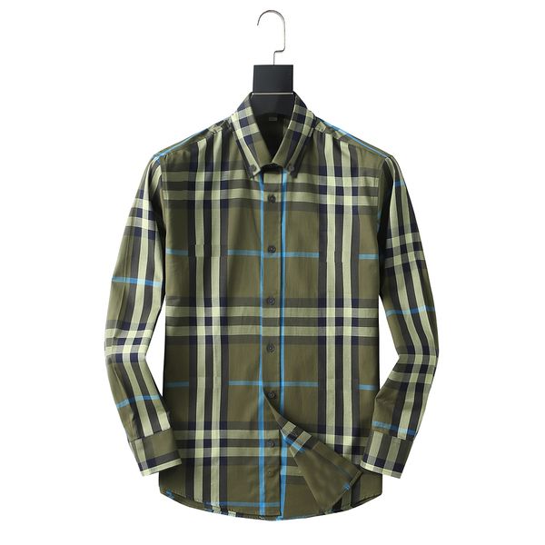 

22 designer new autumn shirts fashion brand menswear slim version men's long-sleeve plaid shirt clothing -3xl, White;black