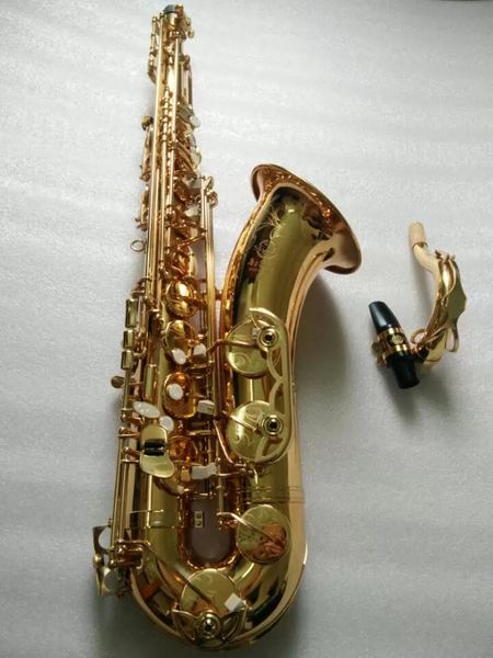 2023 Novo Sax Mark VI Golden Plated B Botões de pérolas de bronze de instrumento musical de tenor plano com acessórios de palhetas grátis