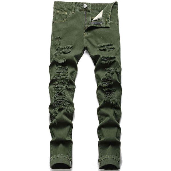 

jeans men's army green trousers as straight trendy pants 602, Blue