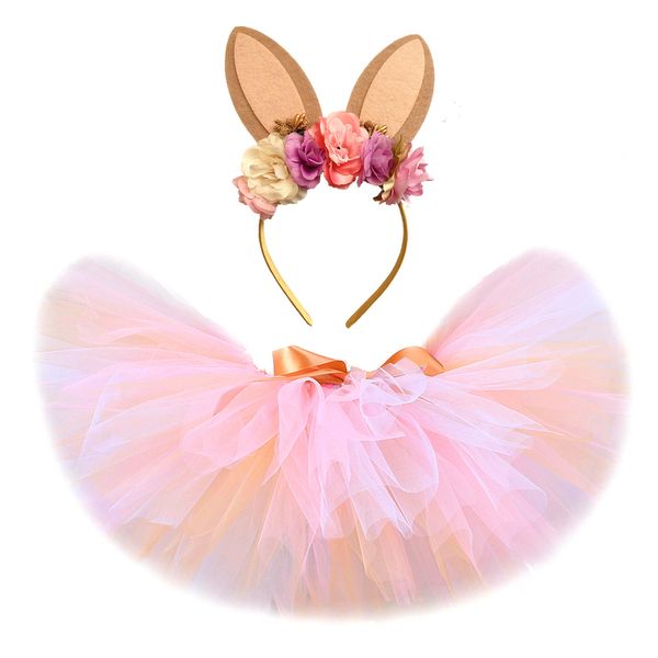 Saia de coelhinho da Páscoa para meninas figurinos de garotas crianças coelho tutus tutus menina tule saias de tule para festa de aniversário 0-14 220423