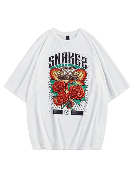 

x vecster men floral & letter graphic tee g86a#, White;black