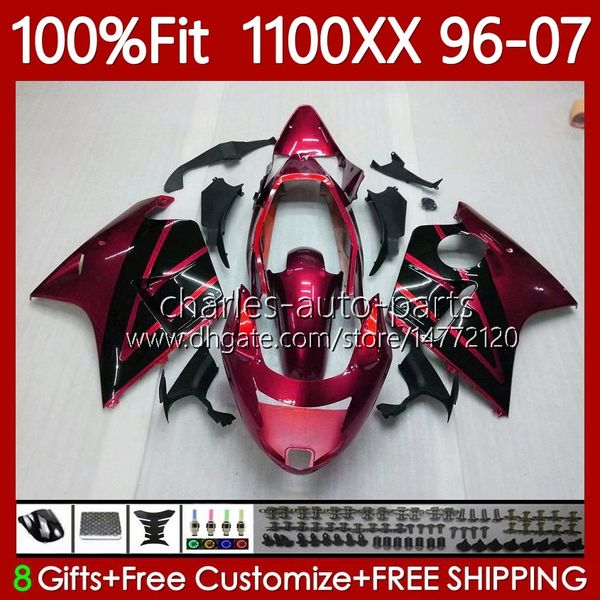 Spritzguss-Verkleidungen für HONDA Blackbird CBR1100 Metall rot CBR 1100XX 1100 XX CC 96-07 114No.107 CBR1100XX 96 97 98 99 00 01 02 03 04 05 06 07 1100CC 1996 2007 Körper