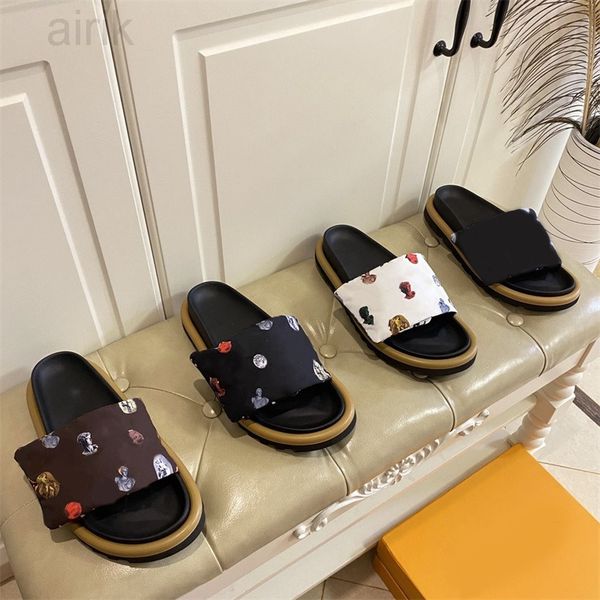 

pool pillow designer slipper letter printing sandal men women slides thick bottom sandals black blue brown flip flops summer slipper trend