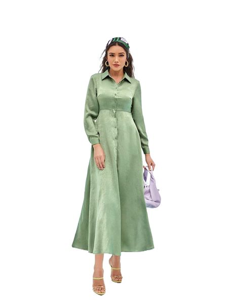 

solid button front dress 92jx#, Black;gray