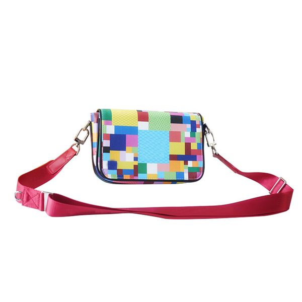 

multi-color check handbags flap crossbody bags rubik's cube pattern pvc shoulder bag wallets classic letter embroidery detachable wide