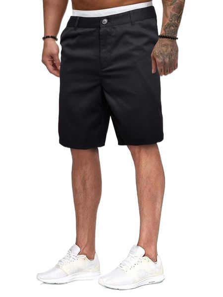 

men slant pockets straight leg shorts l3jd#, White;black