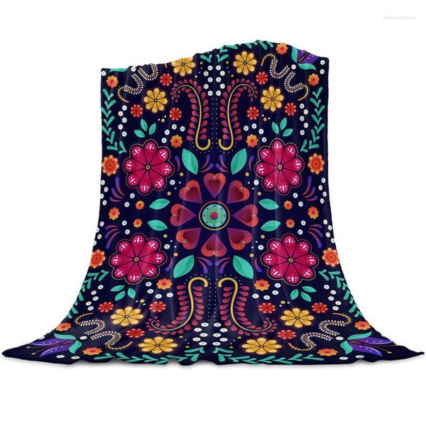 Decken, buntes Mexiko, abstrakte Blumen-Überwurfdecke für Sofa, weiches und bequemes Flanell, für Kinder, Geschenk, Reisen, Camping, Decken