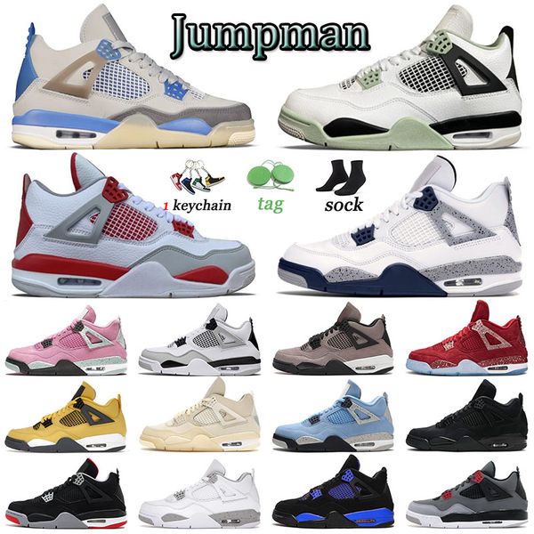

big size 47 jumpman basketballs shoes black cat 4 men trainers 4s military black royal white oreo infrared women sports red thunder midnight, White;red