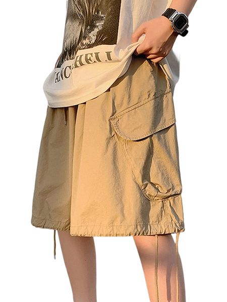 

men flap pocket drawstring hem shorts u58d#, White;black