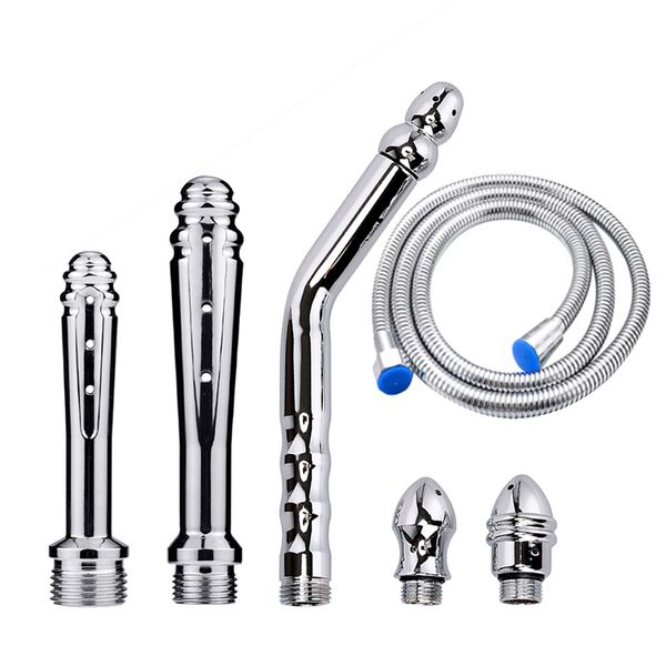 Anal Limpo Limpo Enema Irrigador Brinquedos Sexy para Mulher Estimulação de Mulher Gay Buttplug Wash Ass Plug Plug Masturbator Metal Stick