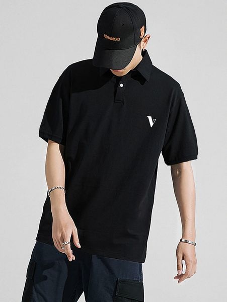 

men letter graphic polo shirt h0ja#, White;black