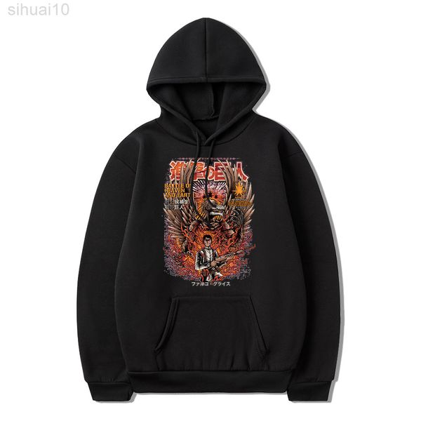 

anime attack on titan eren yeager hoodie harajuku cool hip hop oversized sweatshirts streetwear long sleeve pullovers l220730, Black