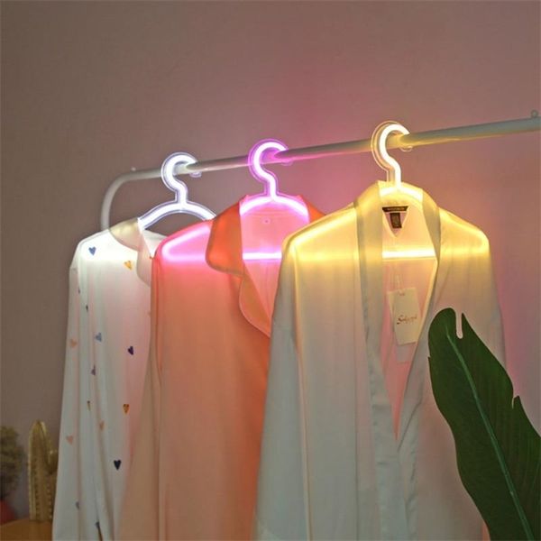 LED Neon Light Light Подставка для одежды USB Bowered Декоративные огни Вешалка Свет для спальни Света Одежда Стены Декор 220408