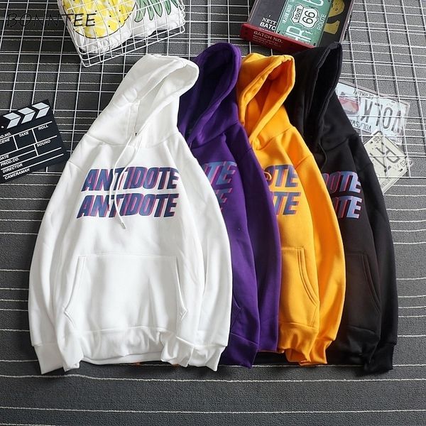 

hoodies women simple harajuku letter print hooded trendy plus velvet allmatch new sweatshirt female korean long sleeve pocket y200610, Black