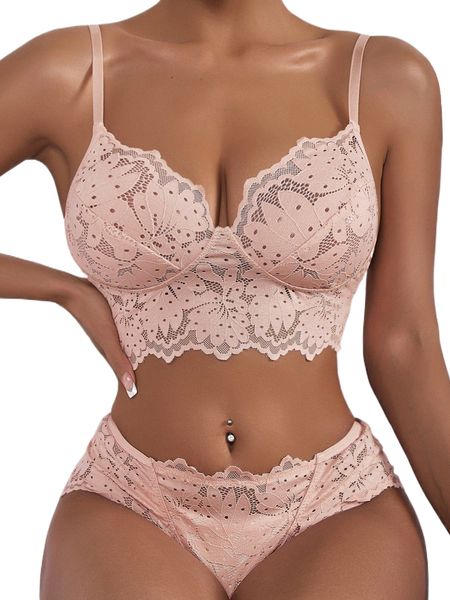 

floral lace lingerie set l18m#, Black;red