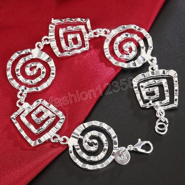 

925 sterling silver wave whorl bracelet for women wedding engagement party fashion jewelry, Golden;silver