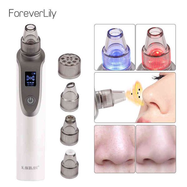 Blackhead a vácuo poro de sucção de espuma de espinha de espinha preto facial da ferramenta de removedor de acne de acne vermelho azul lâmpada rejuvenescimento de rejuvenescimento 220514