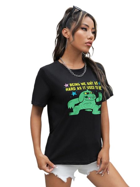 

x moldazor cartoon & slogan graphic tee 52fk#, White