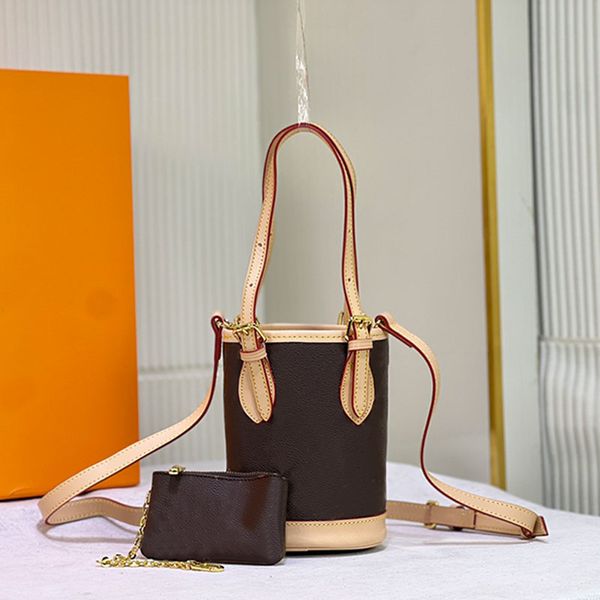 

canvas bucket bag crossbody handbag mini tote bags two piece set purse adjustable handle classic letter print old flower handbags zipper poc