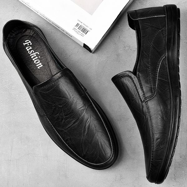 

2022 comfortable classic shoes moccasins shoes for men comfort shoes brand fashion flats loafers casual vintage walking, Black