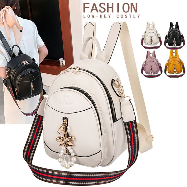 

tote bags for women soft pu leather korean version kawaii fashion backpack multi-purpose small crossbody shoulder bag 220517