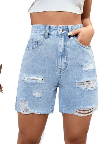 

ripped raw hem denim shorts q9zp#, White;black