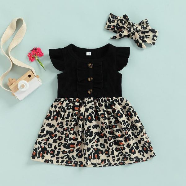 Mädchenkleider Mababy 0-9 Monate Kleinkind geborenes Baby Mädchen Kleid Sommer Rüschen A-Linie Leopard für Mädchen Kleidung Kostüme D01Girl's